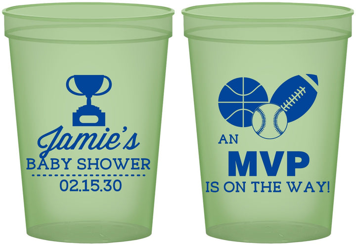 Custom Baby Shower 16 oz Glow In The Dark Cups - Sports Mvp | 90141