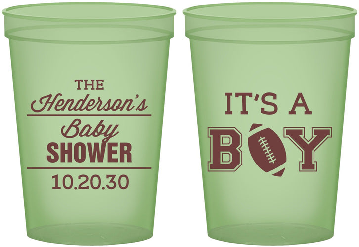 Custom Baby Shower 16 oz Glow In The Dark Cups - Football | 90142