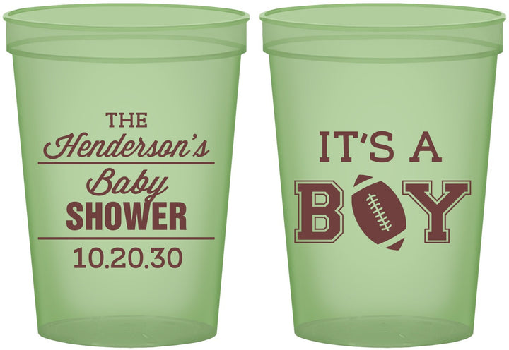 Custom Baby Shower 16 oz Glow In The Dark Cups - Football | 90142