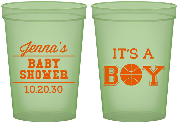 Custom Baby Shower 16 oz Glow In The Dark Cups - Basketball Its A Boy | 90144