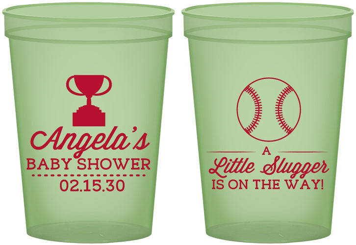 Custom Baby Shower 16 oz Glow In The Dark Cups - Baseball Little Slugger | 90145