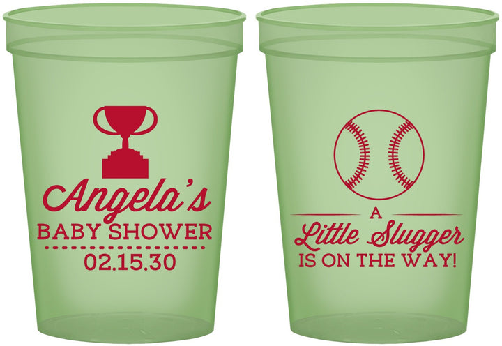 Custom Baby Shower 16 oz Glow In The Dark Cups - Baseball Little Slugger | 90145