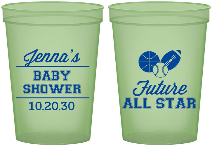 Custom Baby Shower 16 oz Glow In The Dark Cups - Future All Star | 90146