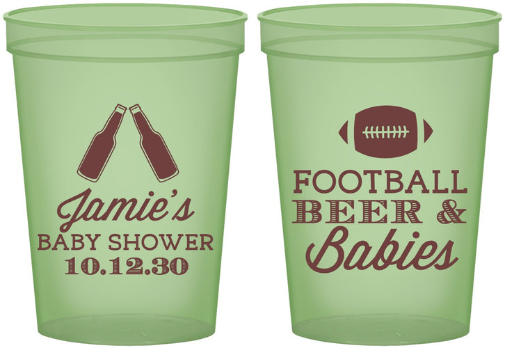 Custom Baby Shower 16 oz Glow In The Dark Cups - Football Beer Babies | 90147