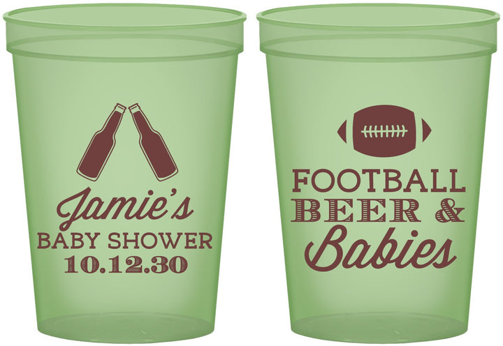 Custom Baby Shower 16 oz Glow In The Dark Cups - Football Beer Babies | 90147