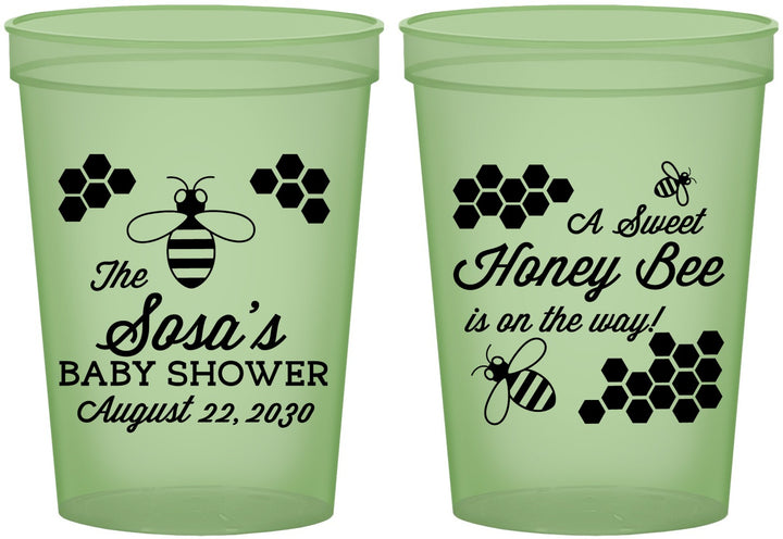 Custom Baby Shower 16 oz Glow In The Dark Cups - Honey Bee | 90154