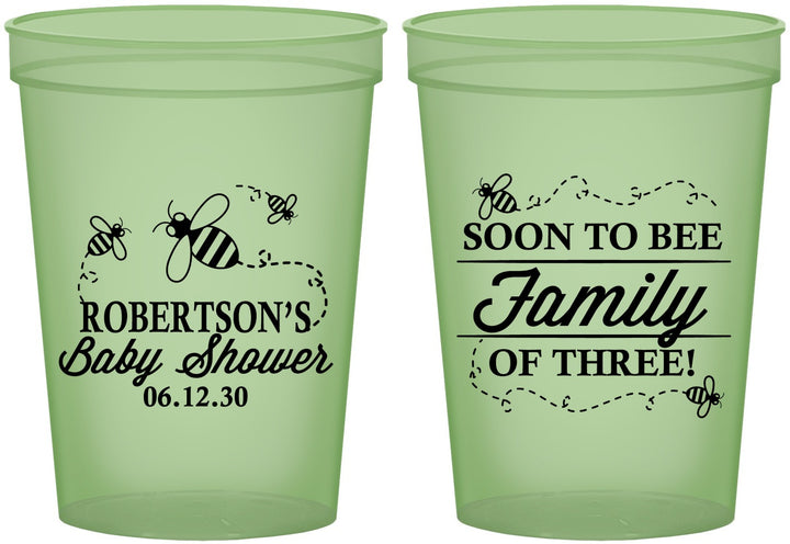 Custom Baby Shower 16 oz Glow In The Dark Cups - Bee Family | 90155