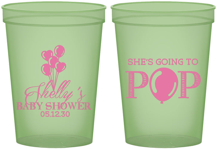 Custom Baby Shower 16 oz Glow In The Dark Cups - Shes Going To Pop | 90157