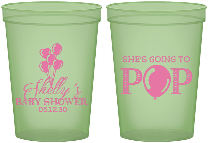 Custom Baby Shower 16 oz Glow In The Dark Cups - Shes Going To Pop | 90157