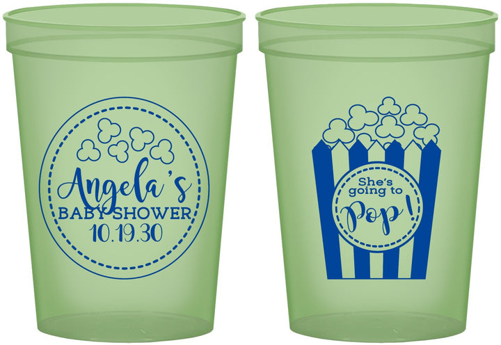 Custom Baby Shower 16 oz Glow In The Dark Cups - Shes Going To Pop | 90159