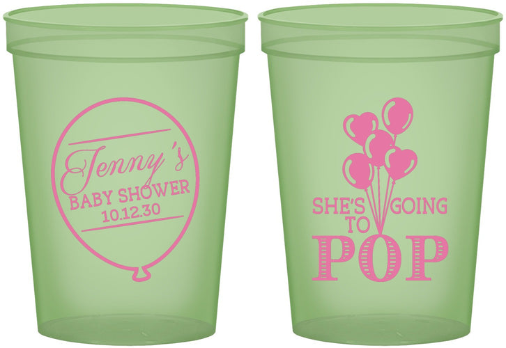 Custom Baby Shower 16 oz Glow In The Dark Cups - Shes Going To Pop | 90160
