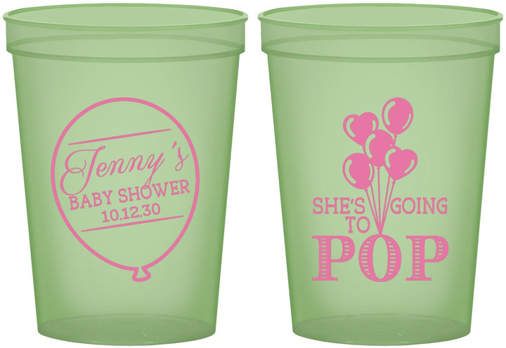 Custom Baby Shower 16 oz Glow In The Dark Cups - Shes Going To Pop | 90160