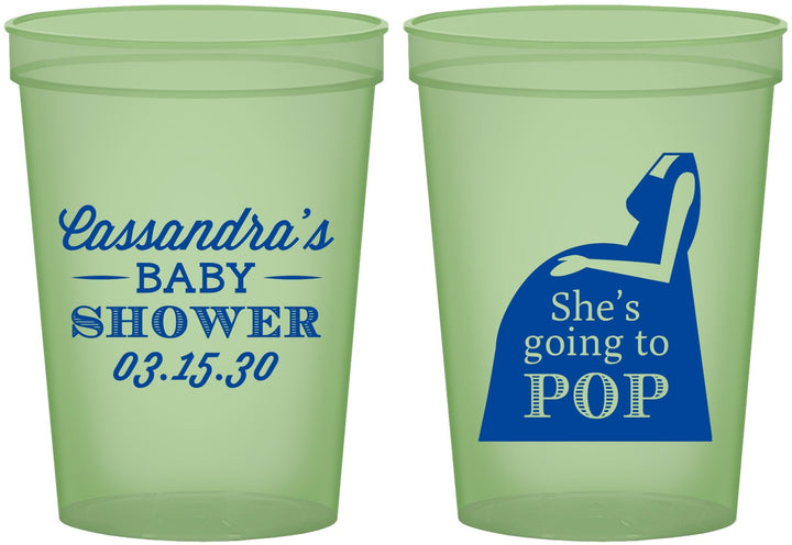 Custom Baby Shower 16 oz Glow In The Dark Cups - Shes Going To Pop | 90161