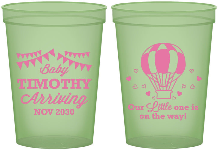 Custom Baby Shower 16 oz Glow In The Dark Cups - Hot Air Balloon | 90162