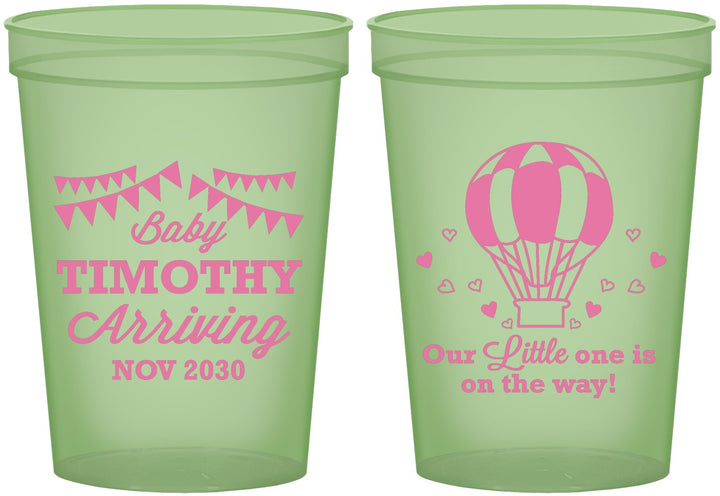 Custom Baby Shower 16 oz Glow In The Dark Cups - Hot Air Balloon | 90162