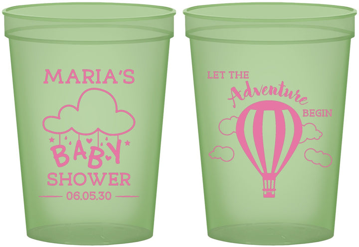 Custom Baby Shower 16 oz Glow In The Dark Cups - Hot Air Balloon | 90164