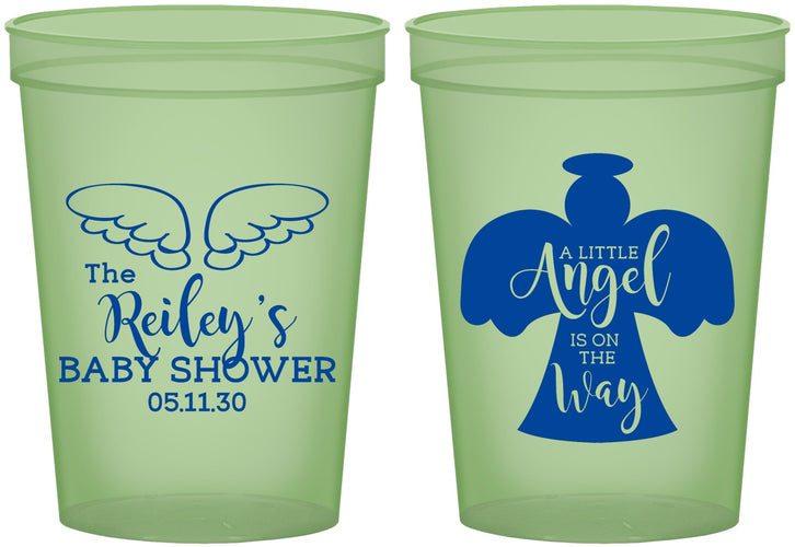 Custom Baby Shower 16 oz Glow In The Dark Cups - Angel On The Way | 90165