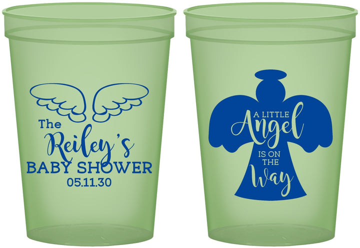 Custom Baby Shower 16 oz Glow In The Dark Cups - Angel On The Way | 90165