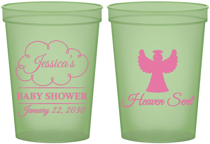 Custom Baby Shower 16 oz Glow In The Dark Cups - Heaven Sent | 90166