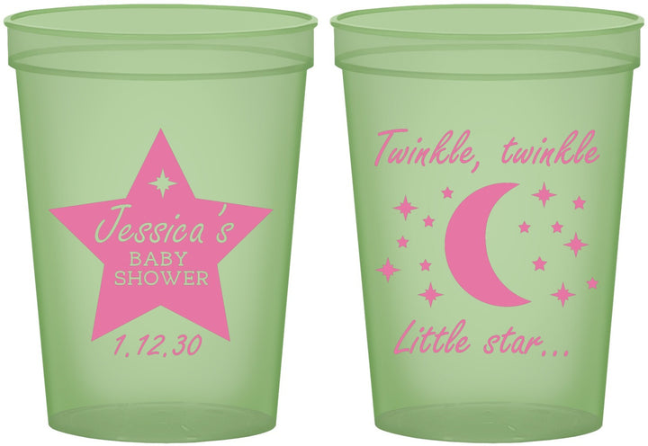 Custom Baby Shower 16 oz Glow In The Dark Cups - Twinkle Twinkle Little Star | 90168