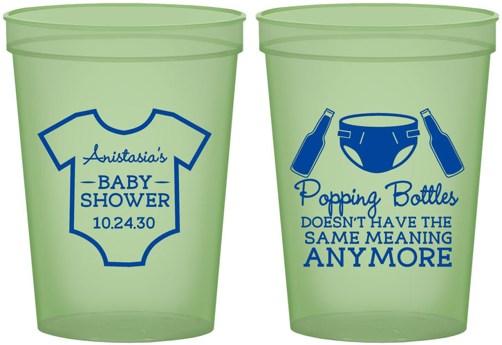 Custom Baby Shower 16 oz Glow In The Dark Cups - Popping Bottles | 90169