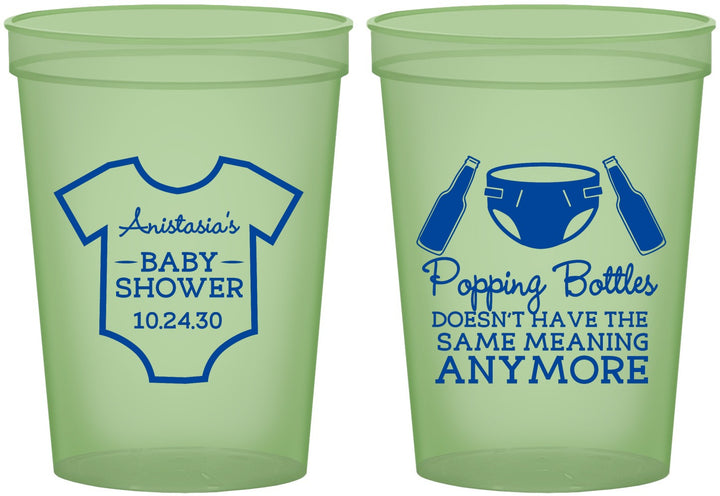 Custom Baby Shower 16 oz Glow In The Dark Cups - Popping Bottles | 90169