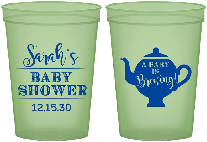 Custom Baby Shower 16 oz Glow In The Dark Cups - Baby Is Brewing | 90172