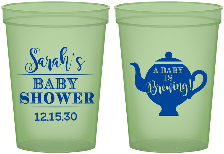 Custom Baby Shower 16 oz Glow In The Dark Cups - Baby Is Brewing | 90172