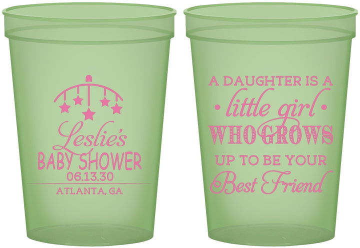 Custom Baby Shower 16 oz Glow In The Dark Cups - Little Girls Best Friend | 90173