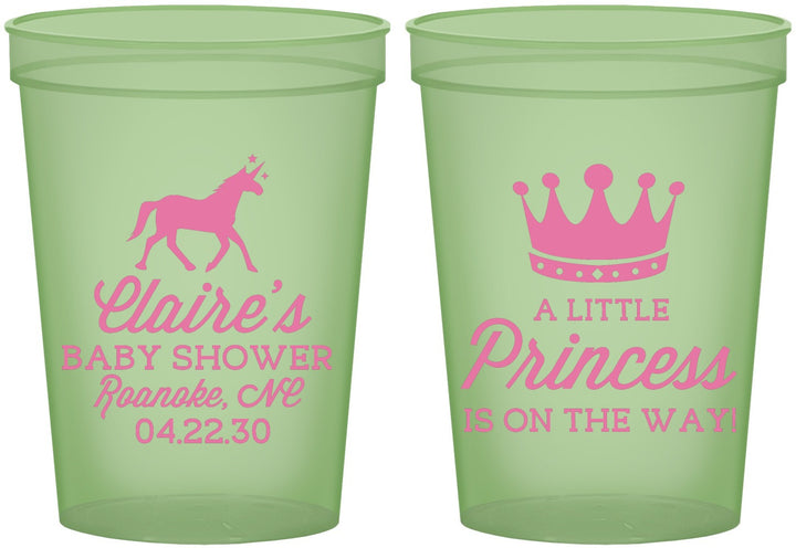 Custom Baby Shower 16 oz Glow In The Dark Cups - Little Princess | 90174