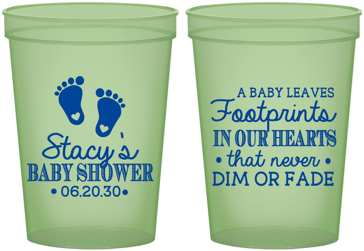 Custom Baby Shower 16 oz Glow In The Dark Cups - Footprints | 90176