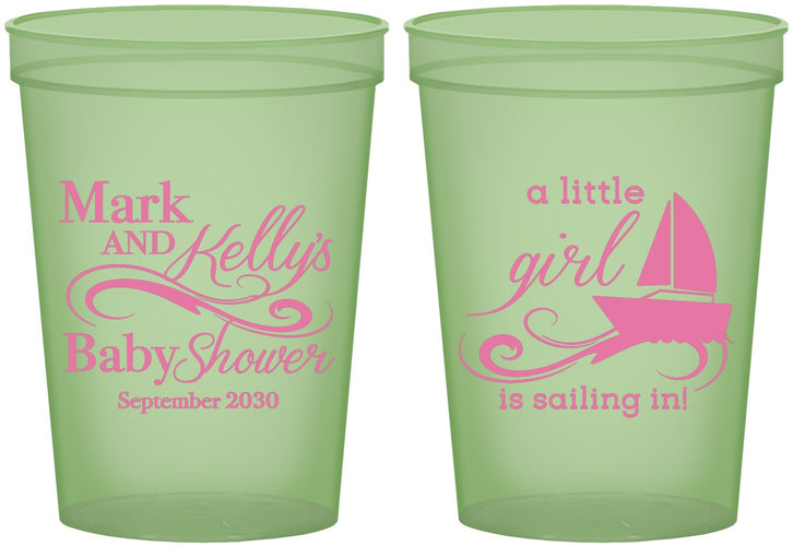 Custom Baby Shower 16 oz Glow In The Dark Cups - Sailboat | 90178