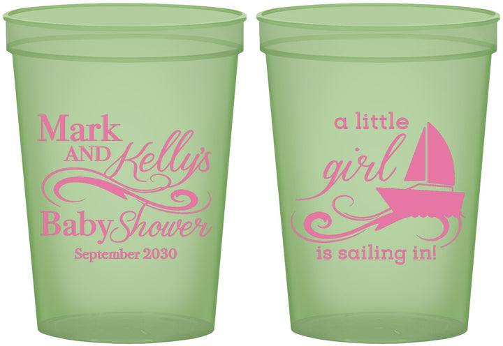 Custom Baby Shower 16 oz Glow In The Dark Cups - Sailboat | 90178