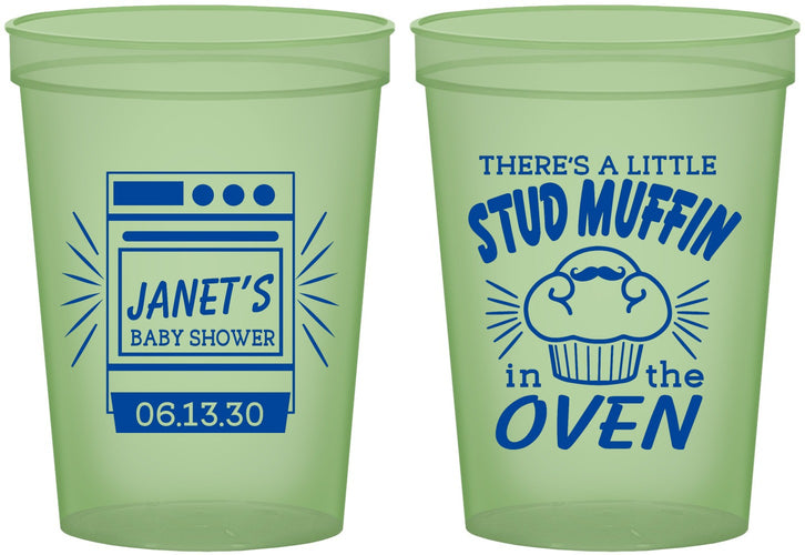 Custom Baby Shower 16 oz Glow In The Dark Cups - Stud Muffin | 90182