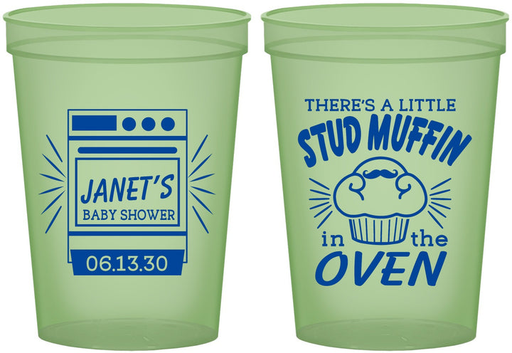 Custom Baby Shower 16 oz Glow In The Dark Cups - Stud Muffin | 90182