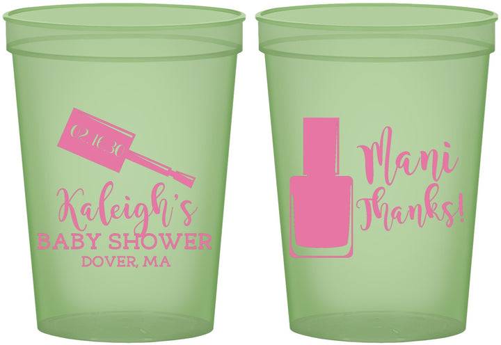 Custom Baby Shower 16 oz Glow In The Dark Cups - Mani Thanks | 90184