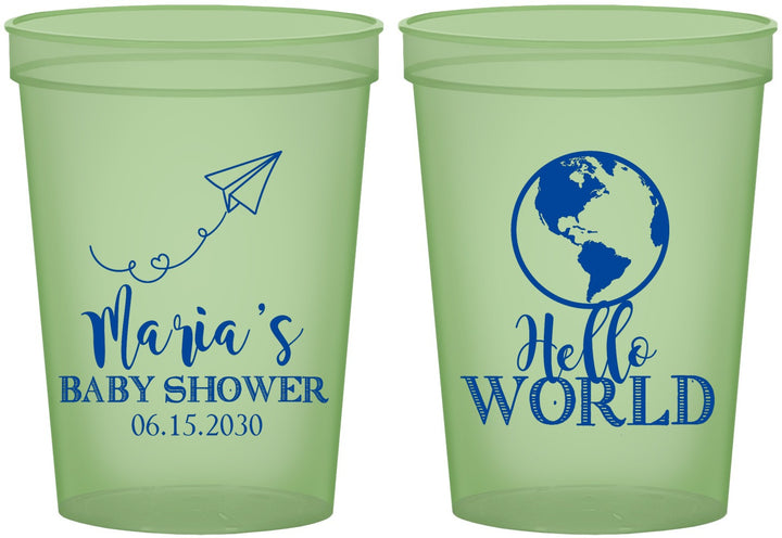 Custom Baby Shower 16 oz Glow In The Dark Cups - Hello World | 90185