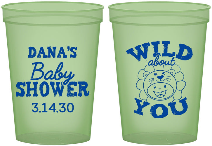 Custom Baby Shower 16 oz Glow In The Dark Cups - Lion Wild About You | 90186