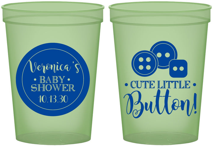 Custom Baby Shower 16 oz Glow In The Dark Cups - Cute Little Button | 90189