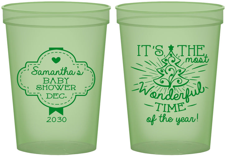 Custom Baby Shower 16 oz Glow In The Dark Cups - Christmas | 90190