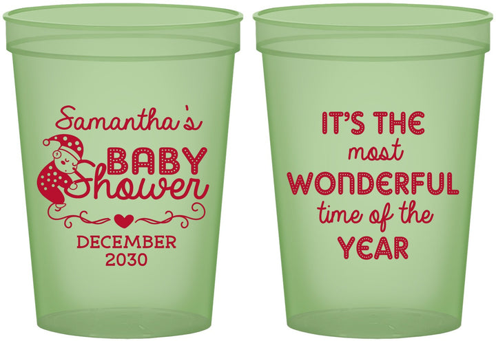 Custom Baby Shower 16 oz Glow In The Dark Cups - Christmas | 90191