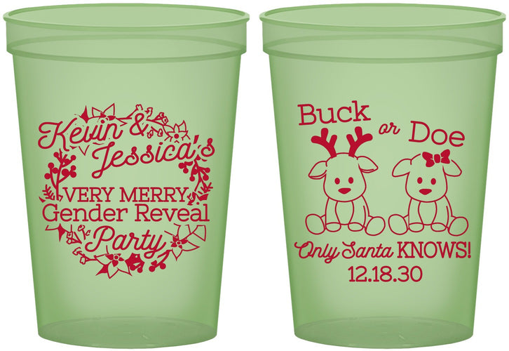 Custom Baby Shower 16 oz Glow In The Dark Cups - Christmas Gender Reveal | 90193