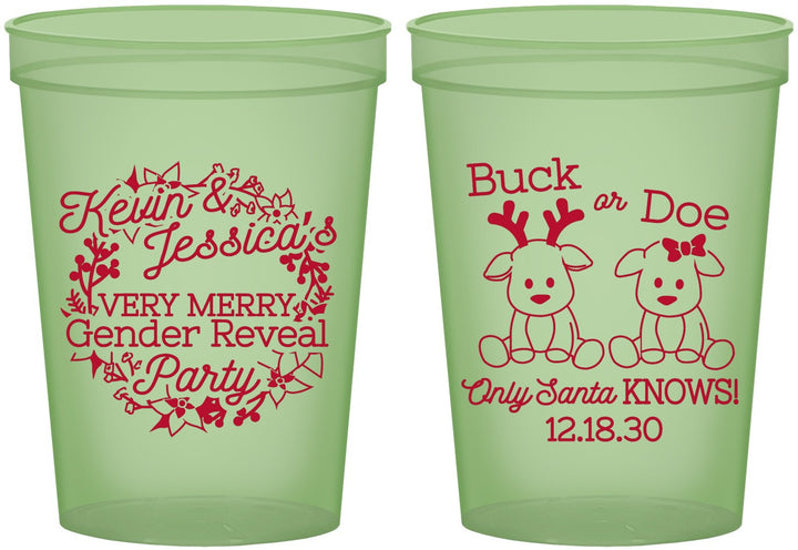 Custom Baby Shower 16 oz Glow In The Dark Cups - Christmas Gender Reveal | 90193
