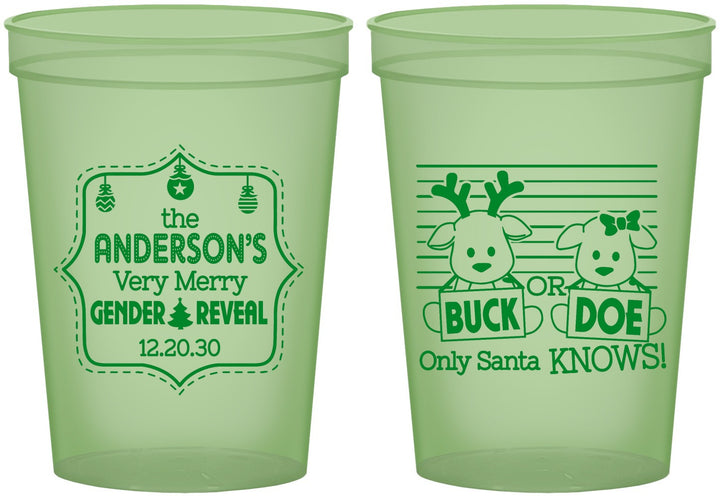 Custom Baby Shower 16 oz Glow In The Dark Cups - Christmas Gender Reveal | 90194