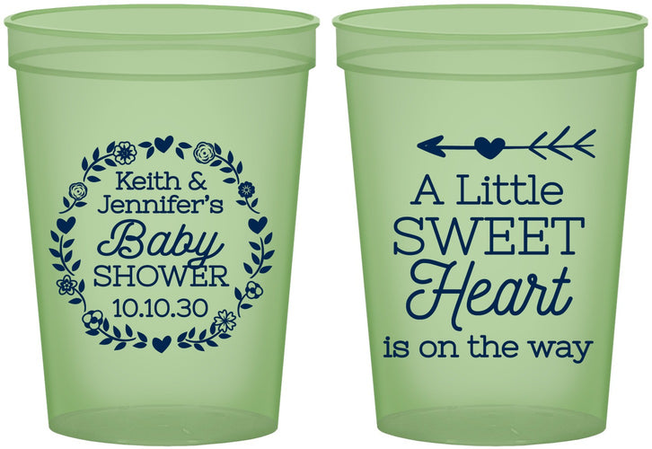 Custom Baby Shower 16 oz Glow In The Dark Cups - Little Sweet Heart | 90195
