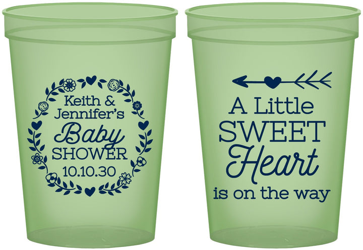 Custom Baby Shower 16 oz Glow In The Dark Cups - Little Sweet Heart | 90195