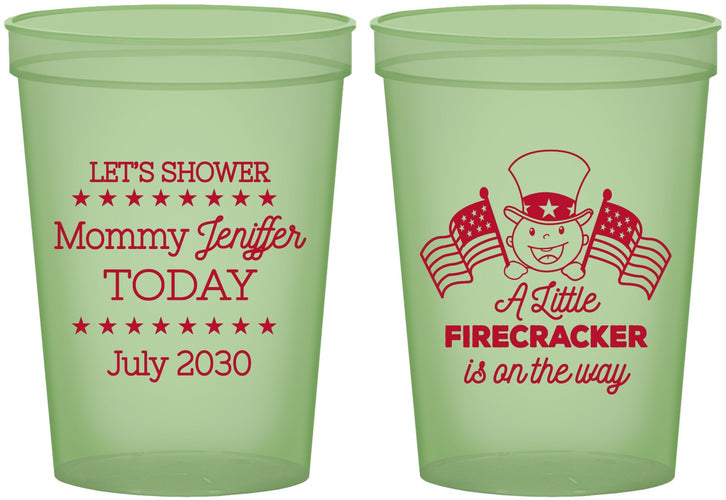 Custom Baby Shower 16 oz Glow In The Dark Cups - Little Firecracker | 90198
