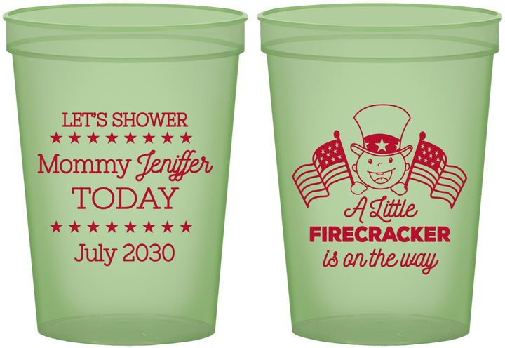 Custom Baby Shower 16 oz Glow In The Dark Cups - Little Firecracker | 90198