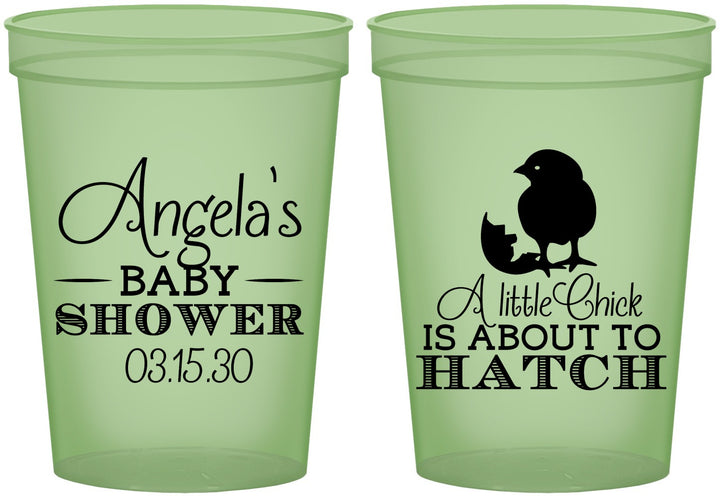 Custom Baby Shower 16 oz Glow In The Dark Cups - Chick About To Hatch | 90199