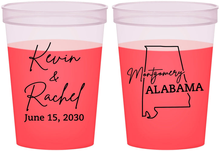 Custom Wedding 16 oz Color Changing Cups - Alabama | 100